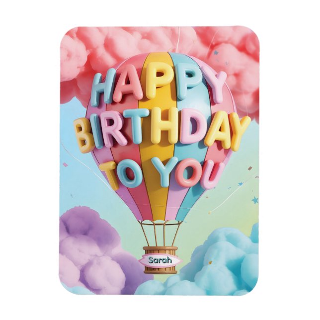 Whimsical 3D "Grattis på födelsedagen" Varm luftba Magnet (Vertikal)