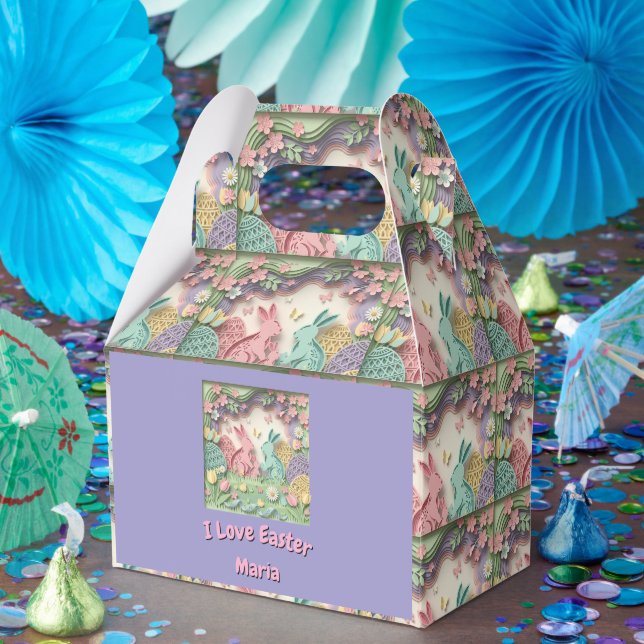 Whimsical 3D Paper Cut Bunny & Easter Eggs Custom  Presentaskar (Part)