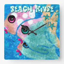 Whimsical Abstract Fish Trio Blue Personalized