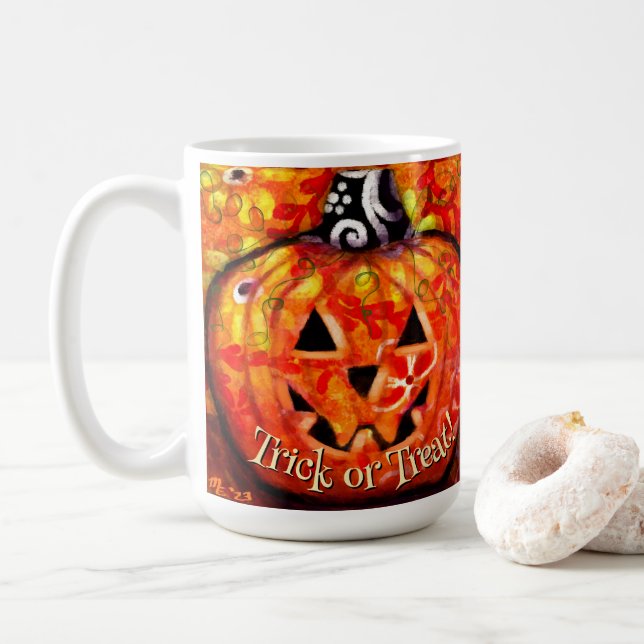 Whimsical Abstract Jack O Lantern Personalized Kaffemugg (Med munk)