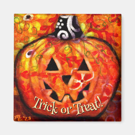 Whimsical Abstract Jack O Lantern Personalized Magnet
