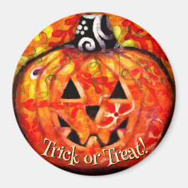 Whimsical Abstract Jack O Lantern Personalized Magnet