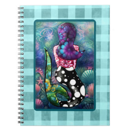 Whimsical Abstract Mermaid Nautical Teal Seashells Anteckningsbok