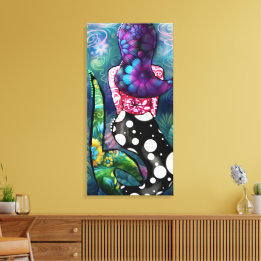 Whimsical Abstract Mermaid Nautical Teal Seashells Canvastryck
