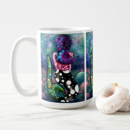 Whimsical Abstract Mermaid Nautical Teal Seashells Kaffemugg