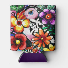 Whimsical Abstract Puffin Bird In Flowers