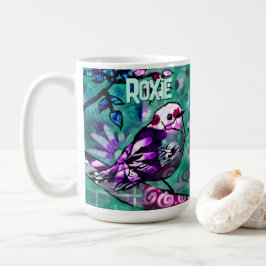 Whimsical Abstrakt Fågel Blommig Personlig Kaffemugg