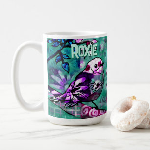 Whimsical Abstrakt Fågel Blommig Personlig Kaffemugg