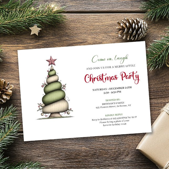 Whimsical akvarell julgran julfest inbjudan (Whimsical watercolor tree Christmas party invite

)