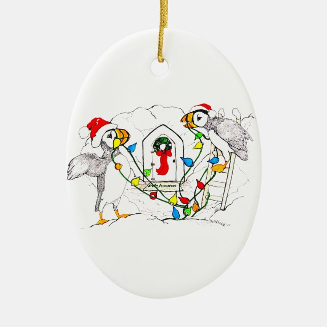 Whimsical Alaska Wildlife Juloval Ornament (Framsidan)