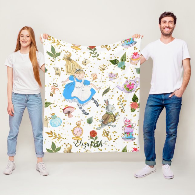 Whimsical Alice Äventyr i Wonderland Glitter Fleecefilt (På plats)