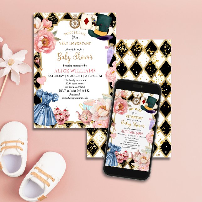 Whimsical Alice i Underlandet Baby Shower Tea Inbjudningar (Skapare uppladdad)