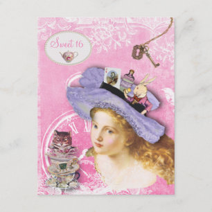 Whimsical Alice i Underlandet Sweet 16 Tea Party Inbjudningar