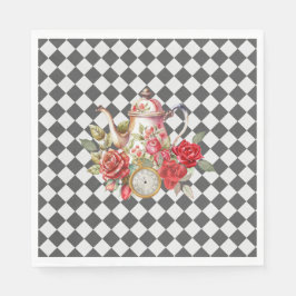 Whimsical Alice Mad Hatter Wonderland Birthday Pappersservett