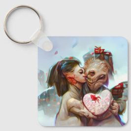 Whimsical Alien Romantik Nyckelring