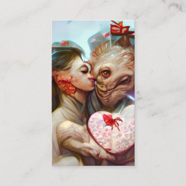 Whimsical Alien Romantik Visitkort (Framsida)