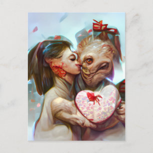 Whimsical Alien Romantik Vykort