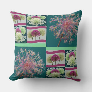 Whimsical Allium Blombuds Collage Kudde