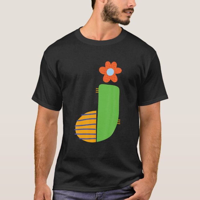 Whimsical Alphabet Brev-J Typography Character-J T Shirt (Framsida)