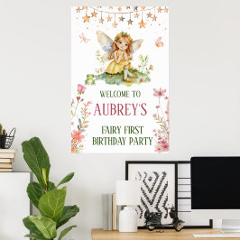 Whimsical Älv Första Födelsedag Poster
