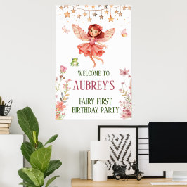 Whimsical Älv Första Födelsedag Poster