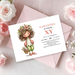 Whimsical Älva Flicka Födelsedag Pastell Blommig R Inbjudningar