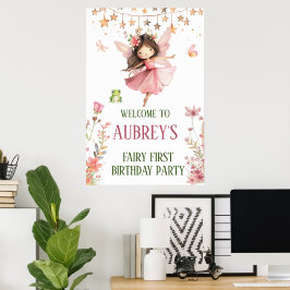 Whimsical Älva Första Födelsedag Poster