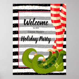 Whimsical alvbens jul julfest välkomstskylt poster