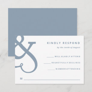 Whimsical Ampersand Dusty Blue Bröllop OSA Kort