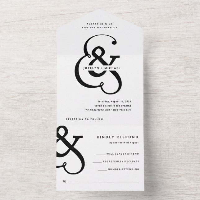 Whimsical Ampersand | Svartvit Bröllop (Inside)