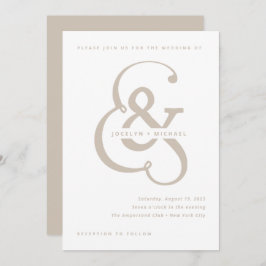 Whimsical Ampersand | Vita och Beige Bröllop Inbjudningar