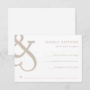 Whimsical Ampersand Vita och Beige Bröllop OSA Kort
