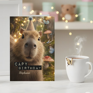 Whimsical and Funny Capybara Birthday Card Kort