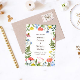 Whimsical äng vilda blommor Spara datum-kort Inbjudningar