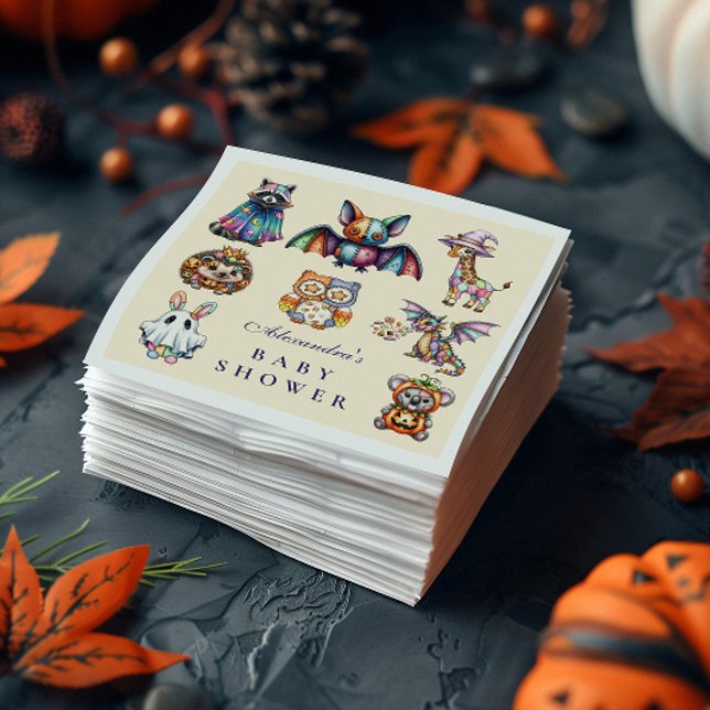 Whimsical Animal Halloween Baby Shower Pappersservett (Skapare uppladdad)