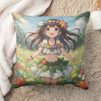 Whimsical Anime-flicka  Kudde