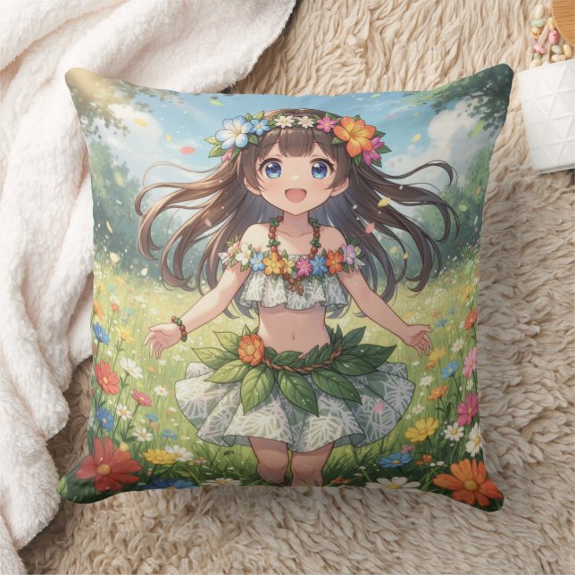Whimsical Anime-flicka  Kudde (Filt)