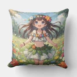 Whimsical Anime-flicka  Kudde