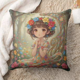 Whimsical Anime-flicka  Kudde