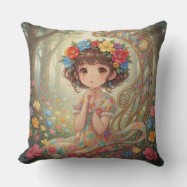 Whimsical Anime-flicka  Kudde