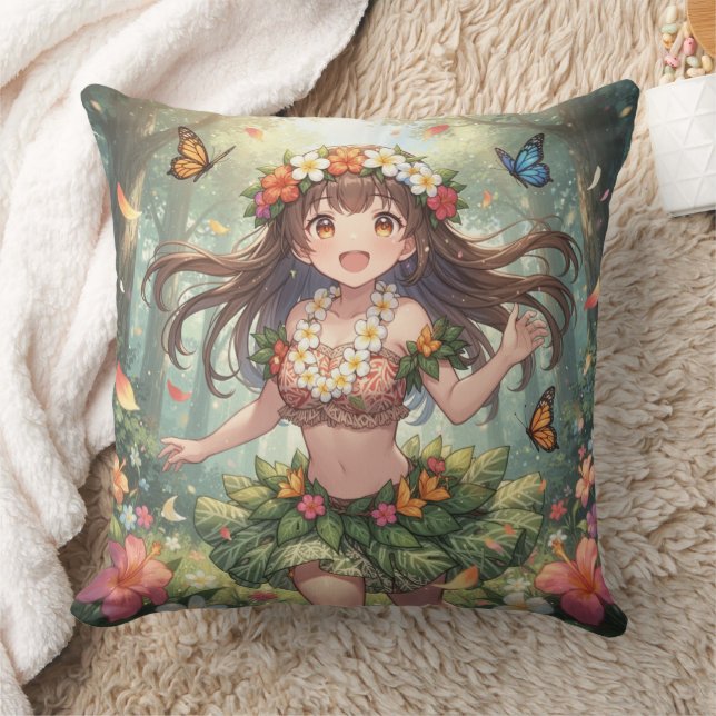 Whimsical Anime-flicka Kudde (Filt)
