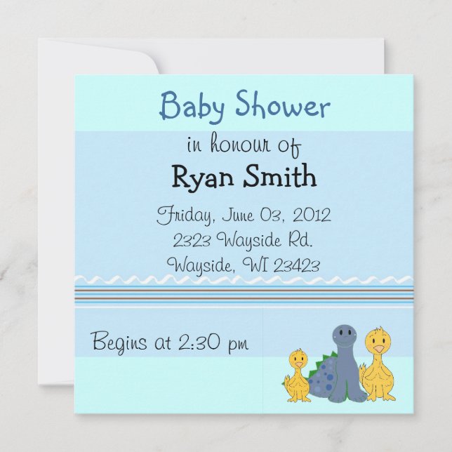 Whimsical ankor och Dino Baby Shower Inbjudan (Framsida)