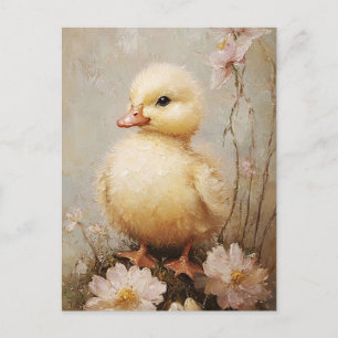 Whimsical Ankunge med Blommor Vårkonst Vykort