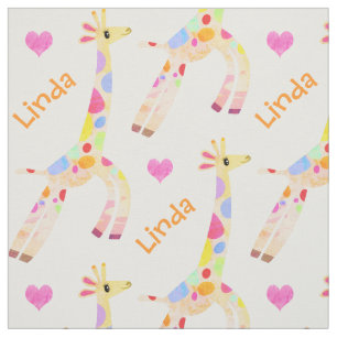 Whimsical Anpassad Namn och Tryckt Giraff Tyg