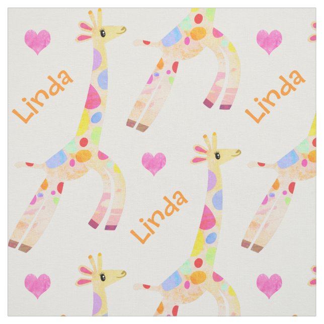 Whimsical Anpassad Namn och Tryckt Giraff Tyg (Provkarta)