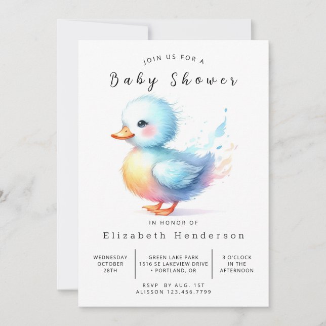 Whimsical Anpassningsbar Anka Baby Shower Inbjudningar (Framsida)