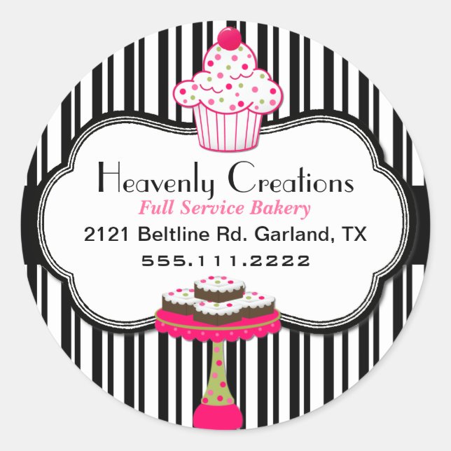 Whimsical Anpassningsbar Bakery Sticker Runt Klistermärke (Framsida)