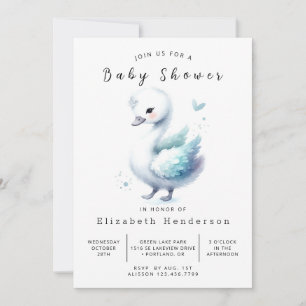 Whimsical Anpassningsbar Svan Baby Shower Inbjudningar