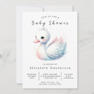 Whimsical Anpassningsbar Svan Baby Shower Inbjudningar