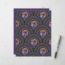 Whimsical Aries Zodiac Mandala Art Deco Scallop